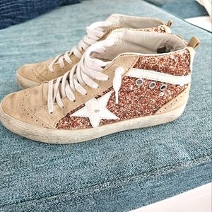 Golden goose Mid star with gold glitter, Size 39. $685 new.